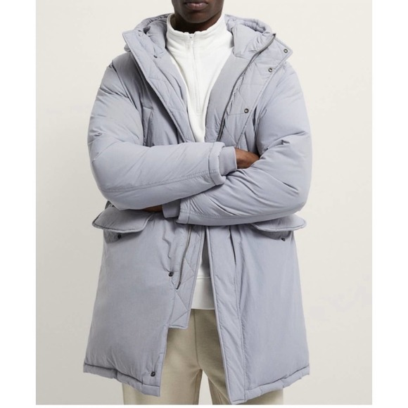 Zara Mens Down Park with Hood Gray Coats Jackets Mens Size M